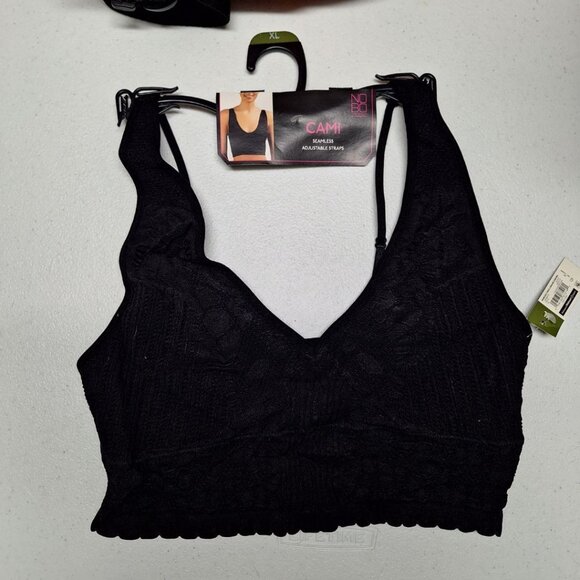No Boundaries Cami Bra Top Seamless Adjustable Black Lace Womens XL With Tags - Picture 1 of 6